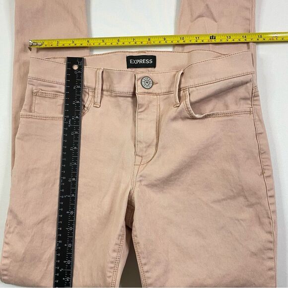 Express Leggings Women's 4S Pastel Pink Mid Rise Stretch Distressed Ripped Knee - Picture 4 of 10